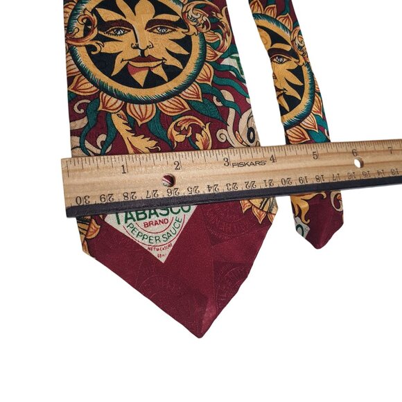 Vintage Necktie Tabasco Pepper Sauce Sun Design Tie Designer Restaurant Waiter - Picture 3 of 5